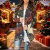 Damen Casual Weihnachtsdruck Langarm Strickjacke Pullover Mantel für Herbst Winter