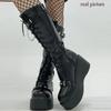 Platform  New Design Gothic Street Women Boots Wedge High Heel Mary Janes Cosplay Dark Black Shoes For Woman Lolita Booties