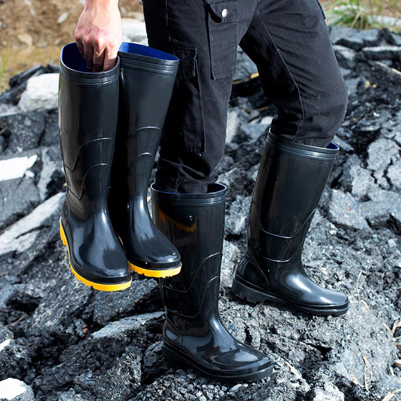 Men's High Tube Rain Shoes, Labor Insurance Pvc Waterproof and Non-slip Thickened Fishing Shoes Men's