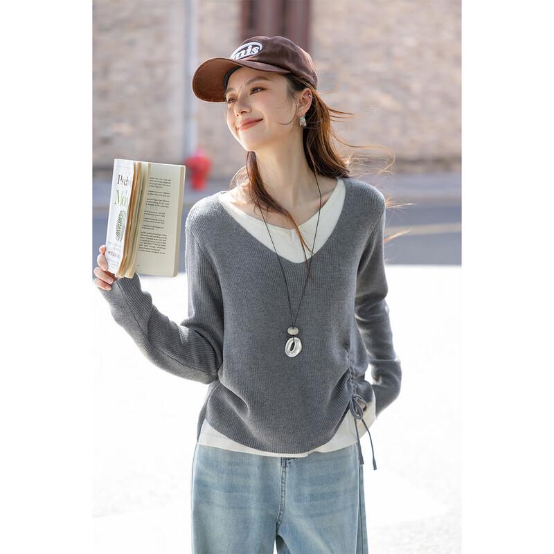 Mokana Women's Faux Two-Piece Long-Sleeve Knit Top