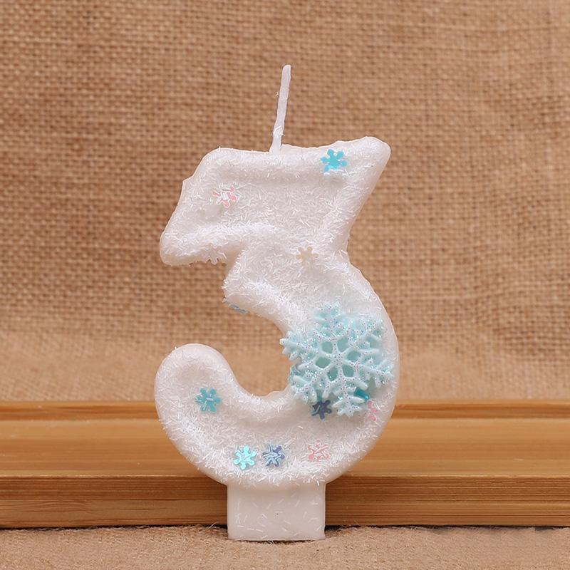 Glitter Snowflake Number Candles Kids Girls Frozen Birthday Party Cake Topper Decoration Supplies 0-9 Digital Baby Shower Gift
