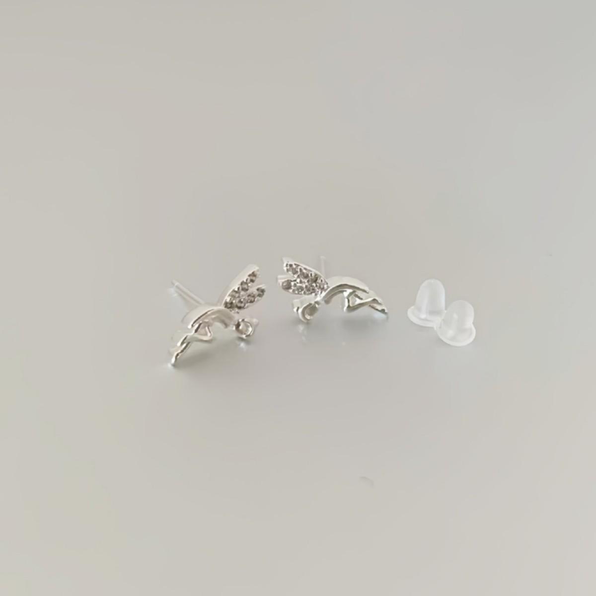 Корейские асимметричные серьги-гвоздики с ангелом и стразами для женщин