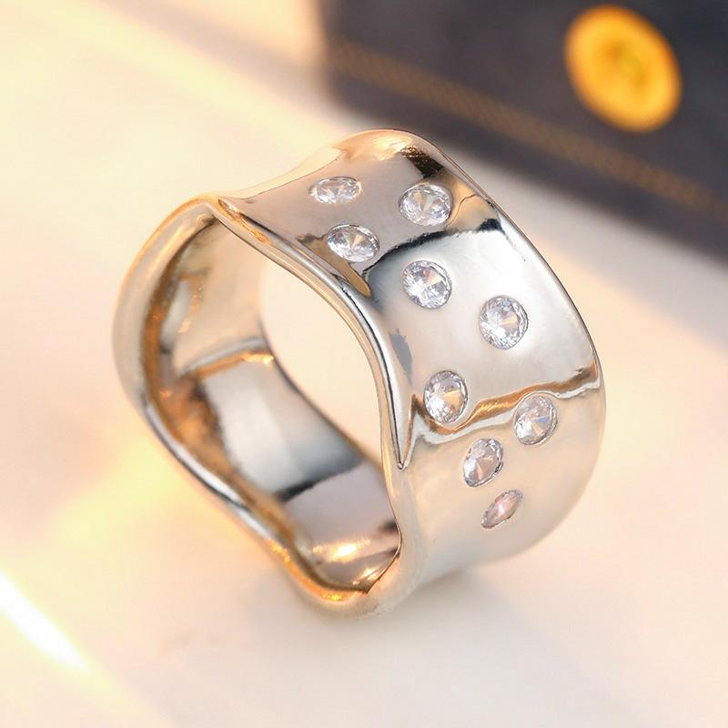 Anillo Minimalista con Incrustaciones de Circonita Blanca para Mujer Color Cobre Vintage Geometría Uso Diario Joyería para Fiesta Regalo de Aniversario