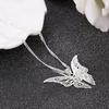 925 Silver Hollow Tip Butterfly Necklace Wings Multi-Layer Pendant, Unisex