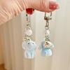 Soft Flocking Blue Elephant Keychain Lovely Animal Designs Sturdy Keyring for Kids Adults