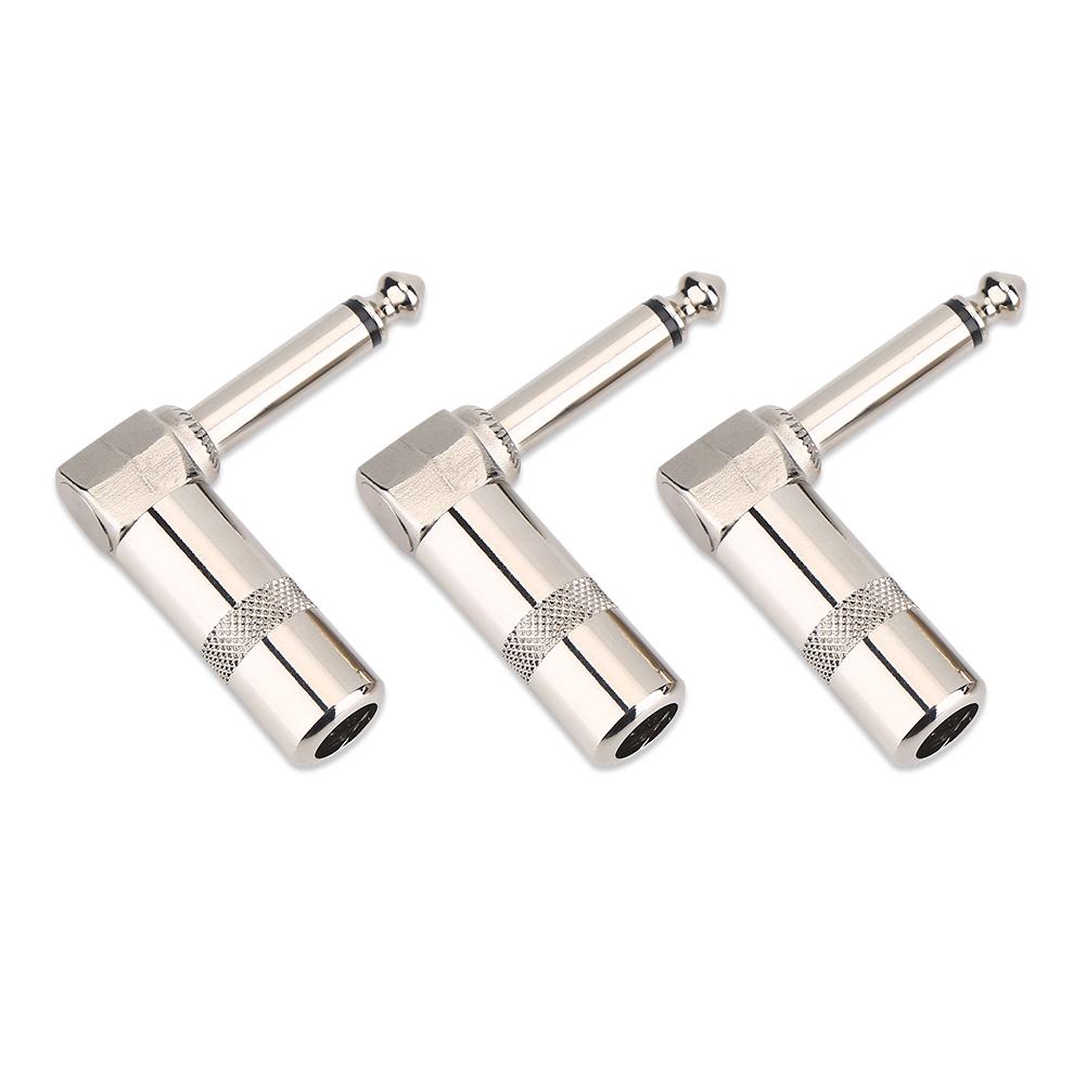 3Pcs 6.3mm 1 4inch L Type Instrument Audio Microphone Cable Connector Right Angle Plug Jack