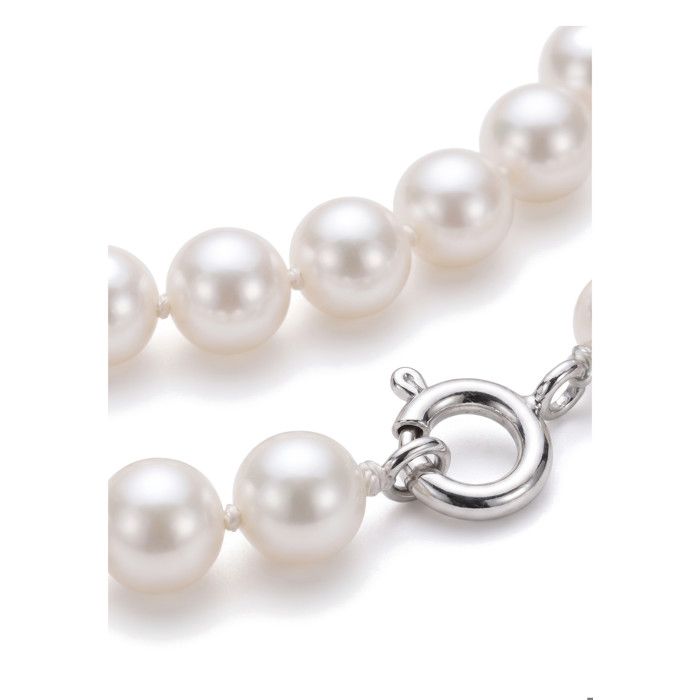 Collier - PEARLS & COLORS - Prestige - Perle d'eau douce ronde 8–9 mm - Blanc AAA+ - Or blanc 9 ct