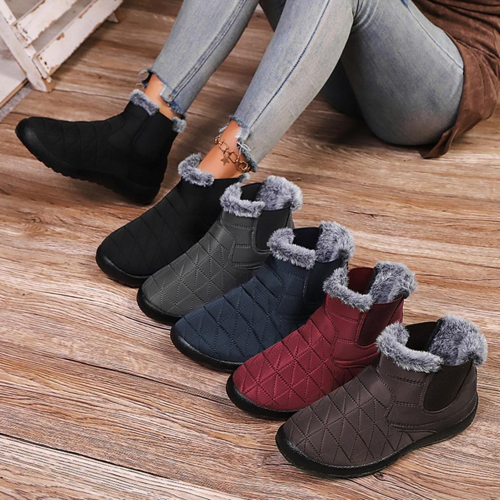 Women's Snow Boots, Winter Cotton Shoes, Cold Resistant and Warm Cotton Boots with Thick Fleece, Versatile Women's Shoes