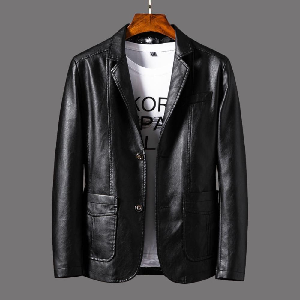 

Leather jacket men s Korean version trend slim fit fashion business jacket men s jacket autumn and winter locomotive leather jacket men s clothing 6xl чорний
