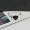 Sweet And Cool Epoxy Black Love 925 Sterling Silver Jewelry Personality Heart Shaped Fashion Temperament Opening Rings TYB010