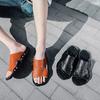 Fashion Lazy Men's Shoe House Beach Platform Slides Indoor Walk Around Home Genuine Leathe Pvc Fun Casual Elegant Y2k Adult Male Slipper