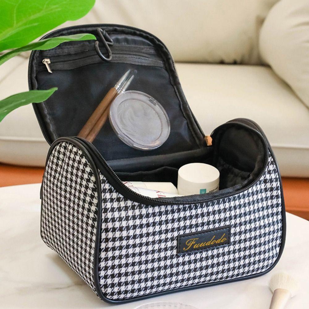 Qianniao Grid Travel Makeup Bag Large Capacity Large Capacity Makeup Bag Female