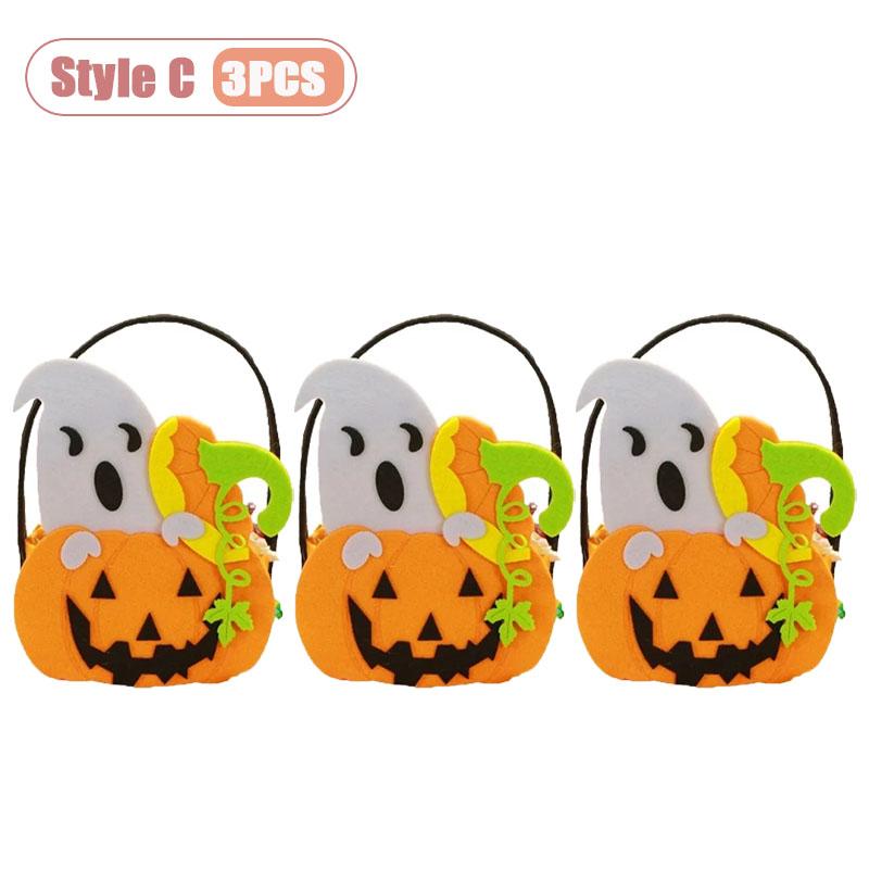 1-10PCS Children Halloween Felt Pumpkin Candy Bag Hand Carry Trick or Treat Gift Tote Party Favor Goodie Sack Cute