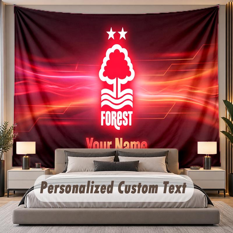 Custom Name Text Tapestry Nottingham Forest Personalized Polyester Wall Tapestry For Bedroom And Room