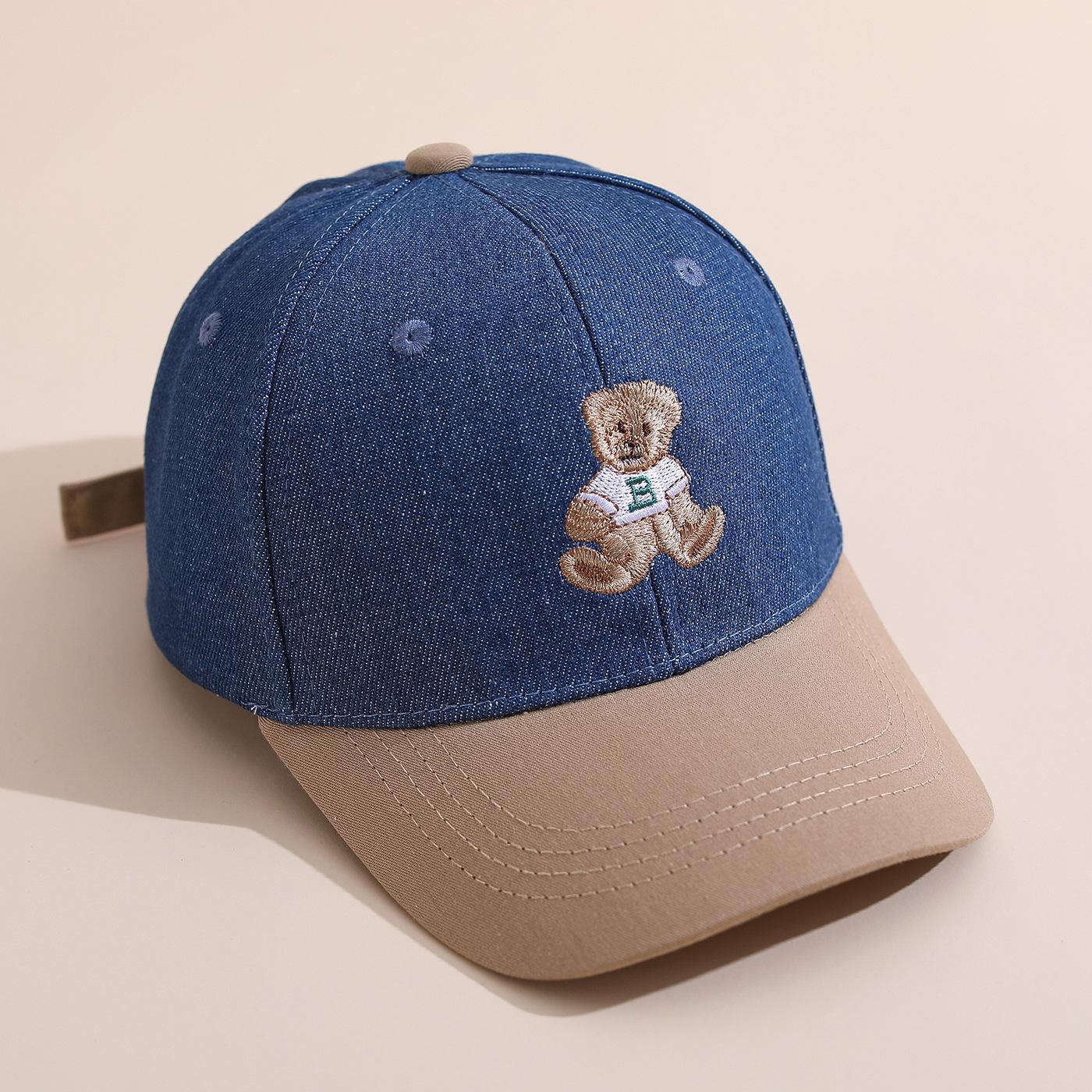 

children Baseball Cap 52cm 2-6Y Kids Cartoon Bear Patch Hat Children Visor Sun Hat Spring Summer Outdoor For Toddler Boys Girls 52cm&2-6 years темно-синього кольору
