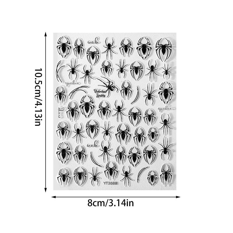 1 Sheet 3D Spider Self Adhesive Nail Art Stickers Spider Web Nail Art Decals For Manicure Decorations