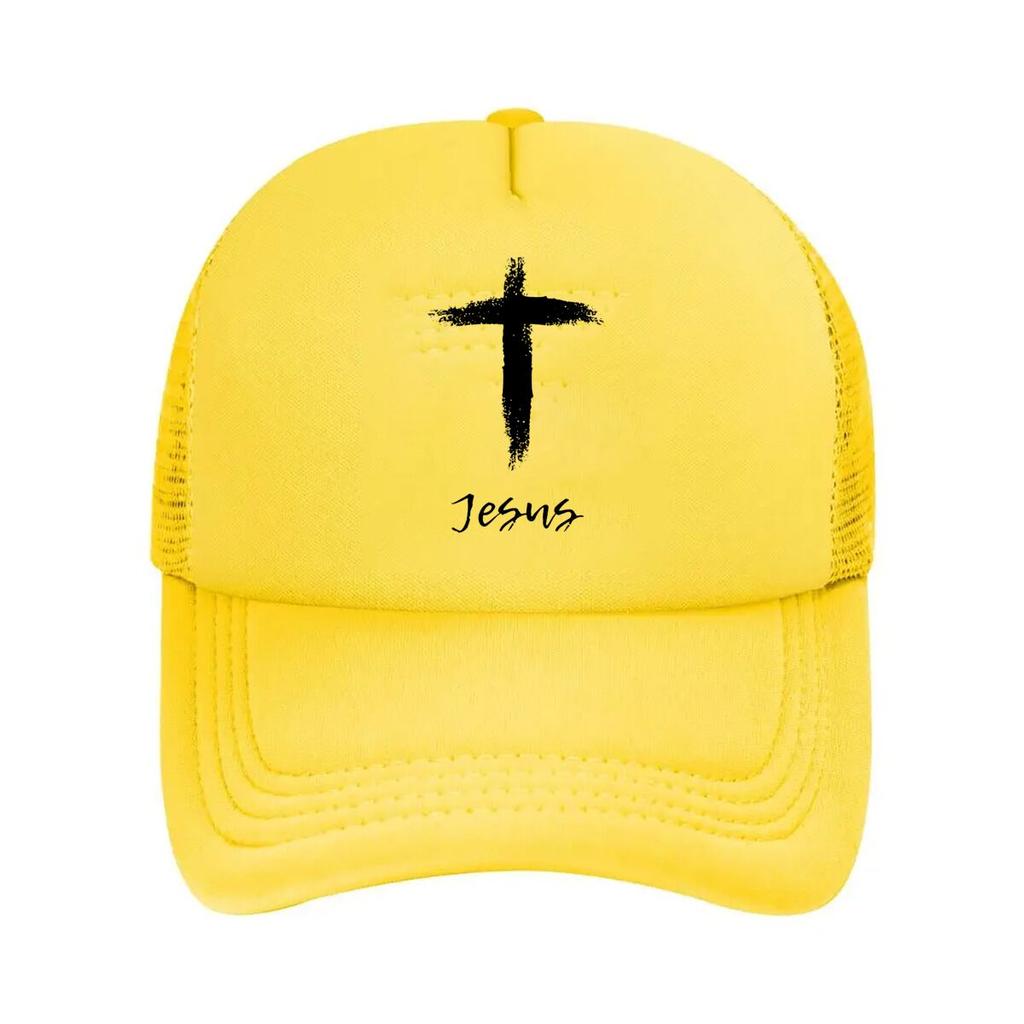 Jesng Unisex Baseball Cap with Cross Logo Fashion Casual Sun Hat for Outdoor Sports and Golf Mesh Baseball Cap