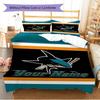 Name Custom San Jose Sharks Pattern Bedding Set Quilt Cover Pillowcase Home Decor Gift (1 * Duvet Cover + 2 * Pillowcase, Without Core)