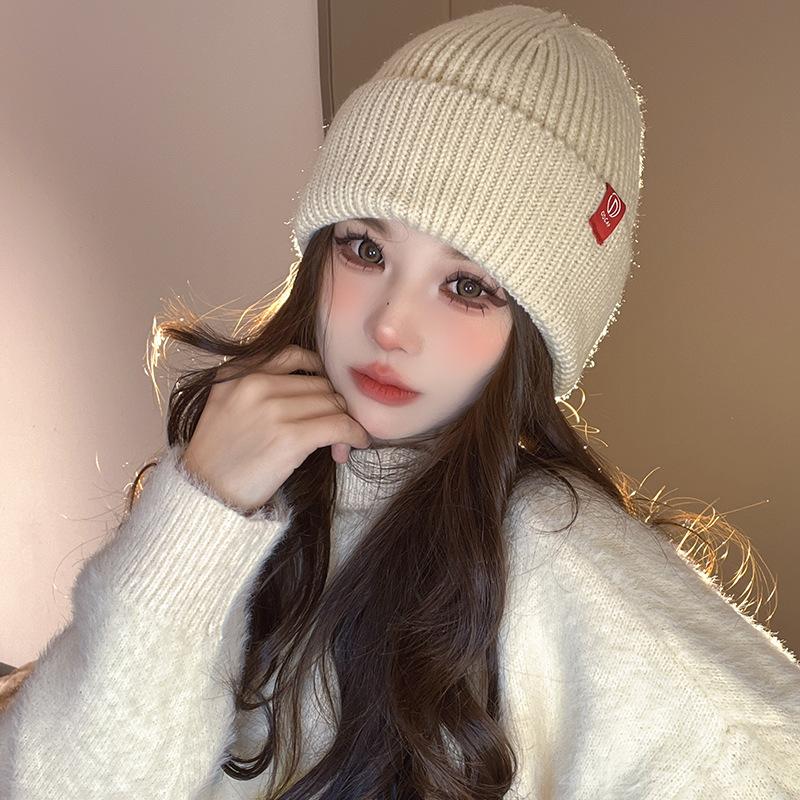 New Knitted Hat for Women In Autumn and Winter Korean Style Versatile Warm Wool Hat Cute Face Protecting Cold Hat