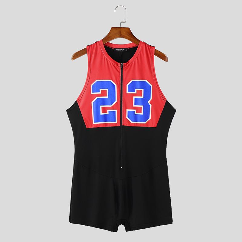 

INCERUN Мужской домашний комбинезон без рукавов с принтом букв, облегающий ромпер, цельный костюм 2XL красный