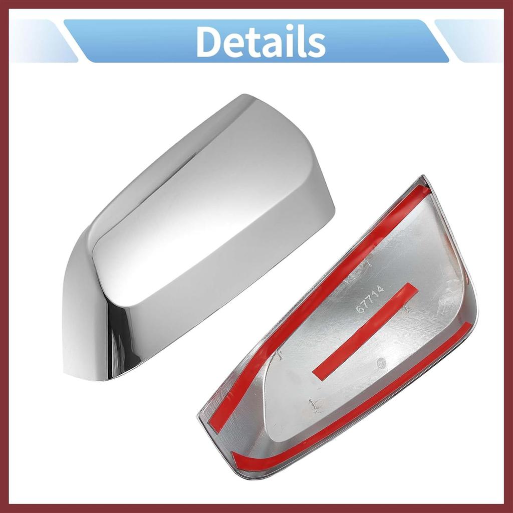 for Chevrolet Impala 2014-2020 Driver Passenger Side Mirror Covers Cap Overlay Rearview Mirror Guard Covers Silver Tone 1 Pair