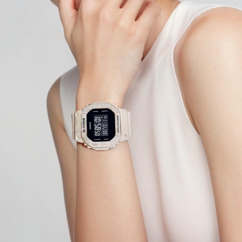 Casio BABY-G Utility Wavy Marble Theme Simple Sports Watch Mixed Color Quartz Movement Resin Strap Japanese and Korean Watch Women's BGD-560WM-5PRD