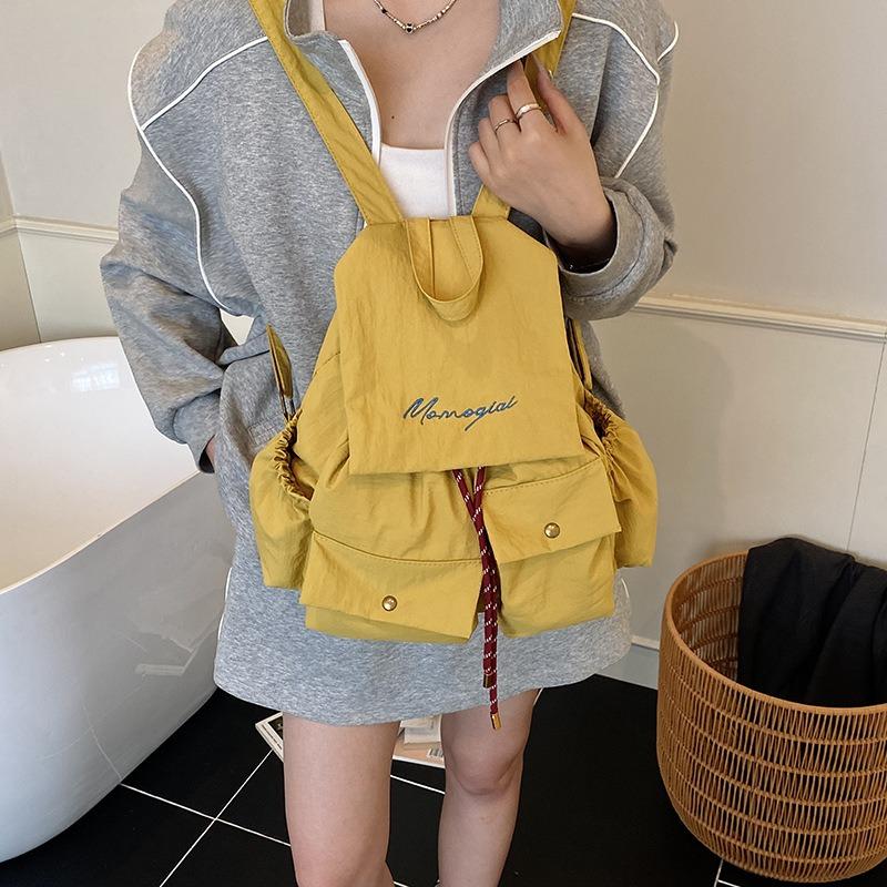 Casual bag backpack women's bag large capacity backpack new fashion texture solid color big bag summer