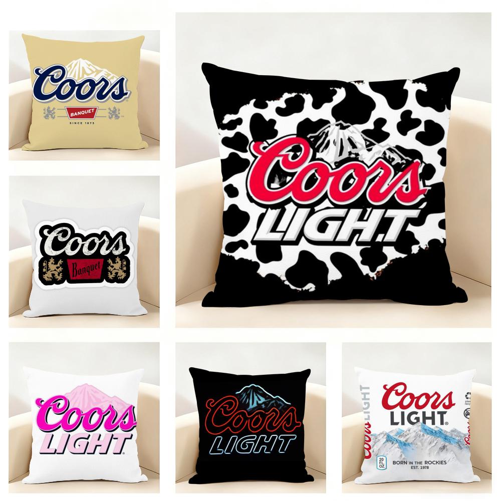 Classic American Beer Art CCoors Cushion Cover Linen Pillowcase Soft for Sofa Bed Home Room Decor
