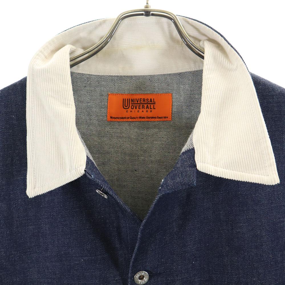 UNIVERSAL OVERALL denim Coverall L Indigo Corduroy collar Men's Used
