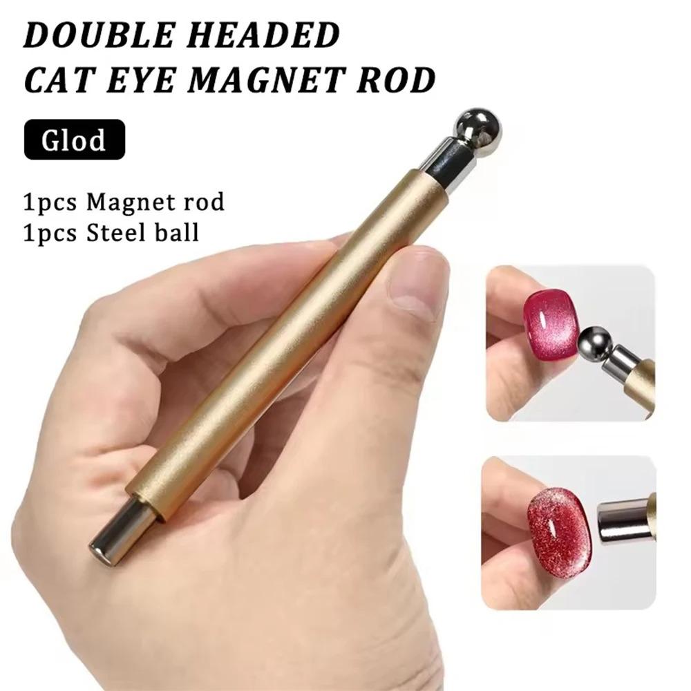 Cat Eye Magnetic Ball with Magnetic Nail Stick Tool Set: Double-Head Strong Magnet Pen for 3D Cat Eye Gel Nails
