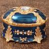 Mini Jewelry Storage Box Inlaid Gem Organizer European Style Necklace Portable Alloy Storage Earrings Ring Dresser Decorative
