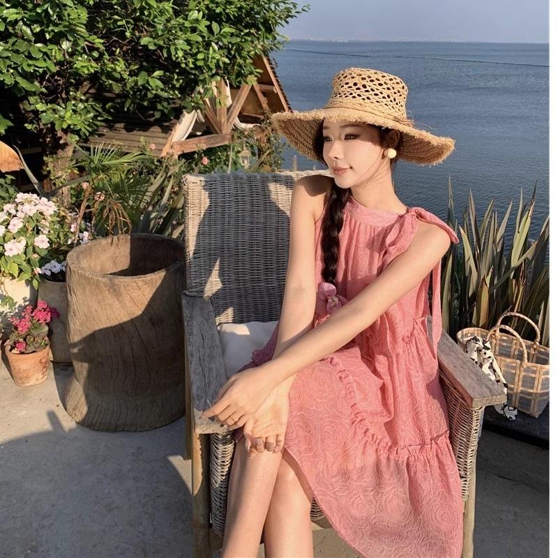 2026 New Bow Tie Neck Dress Women's Summer Niche Design Doll Skirt Small Short Skirt