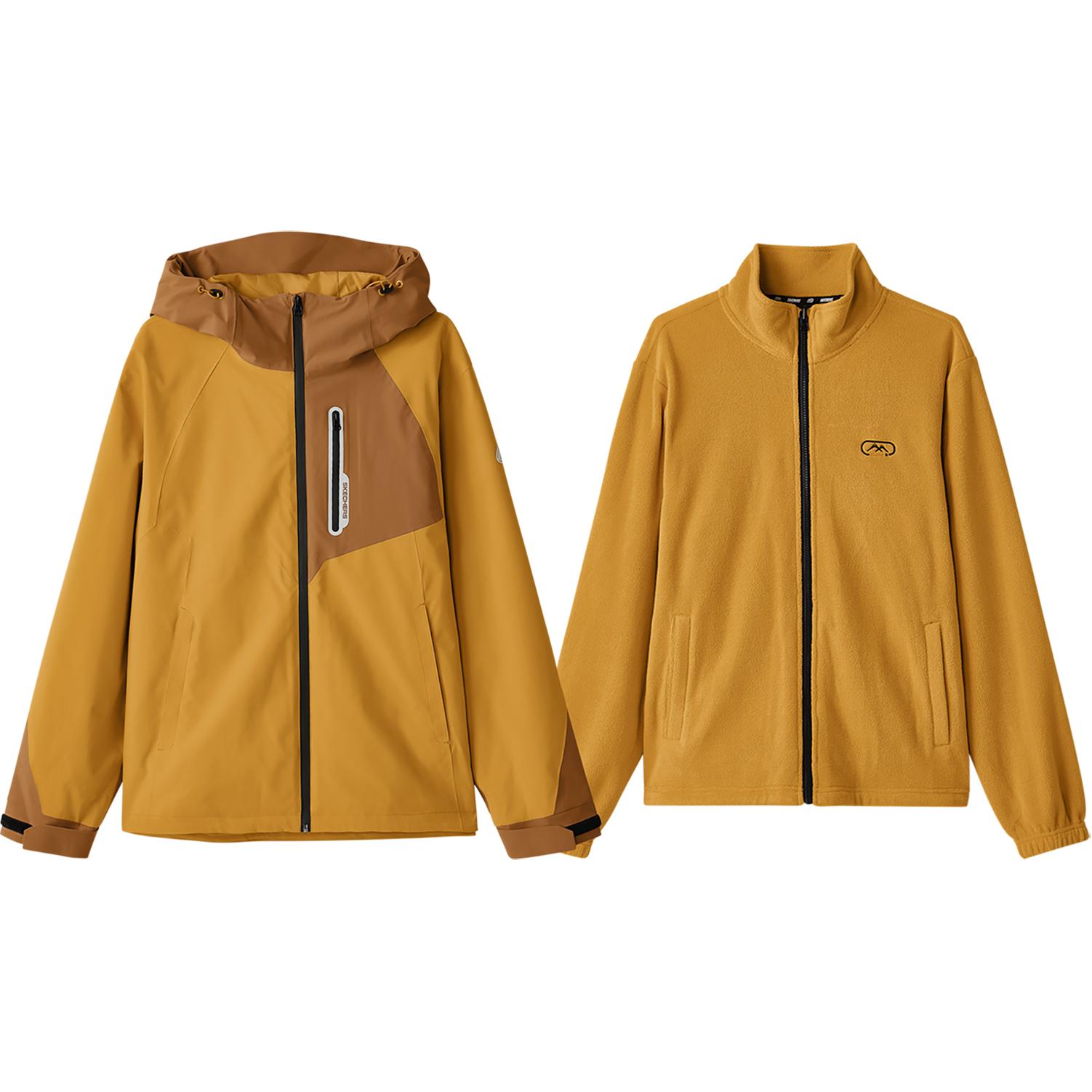 Skechers Cube Series 3-In-1 Outdoor Hiking Windproof Waterproof Warm Durable Jacket Men Jacket Oak L324M150-02SE S