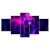 Mystic Tiger Purple Forest Scenery 5 Piece Five Panel Wall Canvas Print Modern Art Poster Picture Home Decor Gift For Him For Her