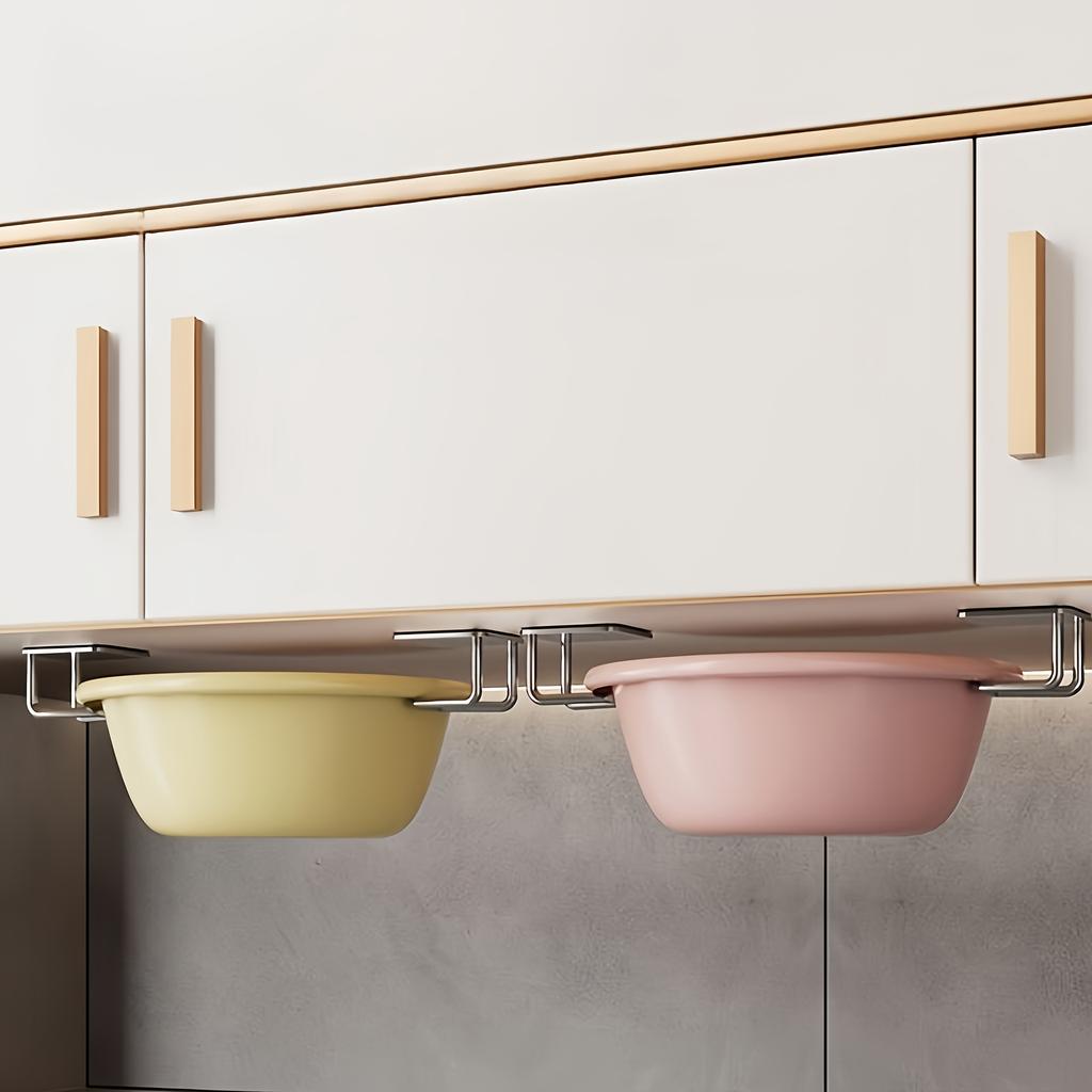 4pcs Stainless Steel Wall-Mounted Kitchen Hooks Set with Easy Install, Contemporary Style, Perfect for Hanging Lids, Cutting Boards