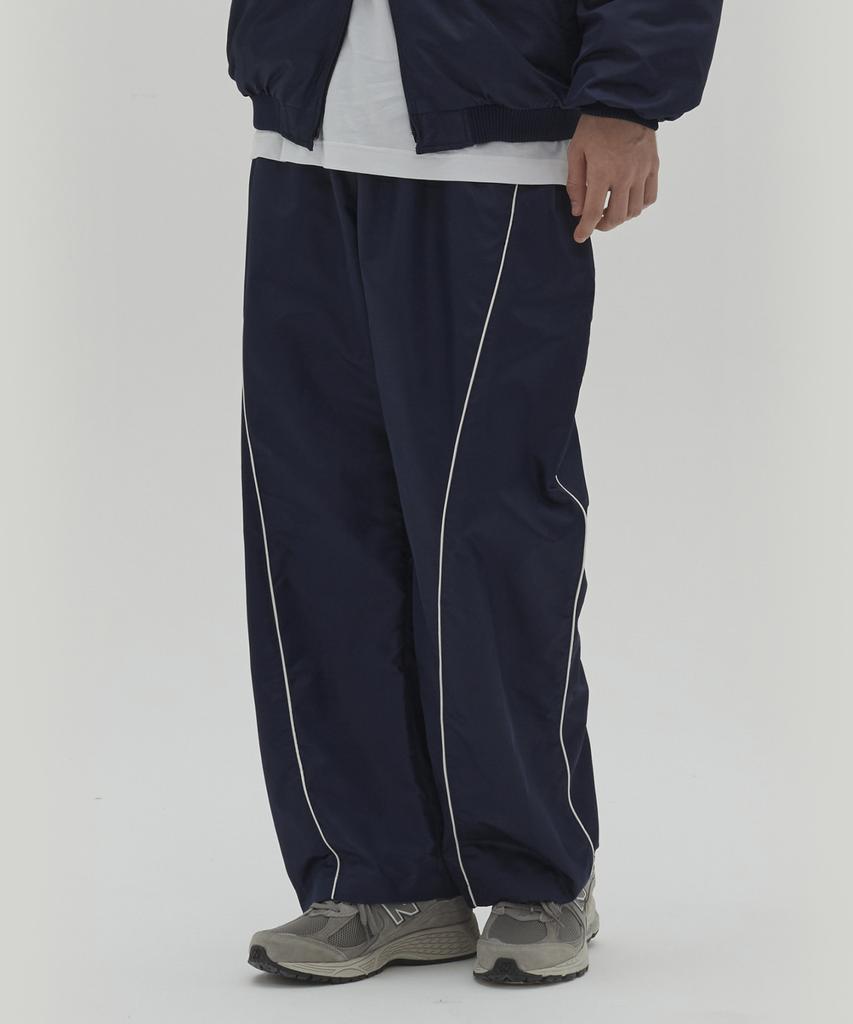 Sekeonmonollogeu Baseball Curved Wide Nylon Pants (Fleece-Lined) Navy_Sept028Navy