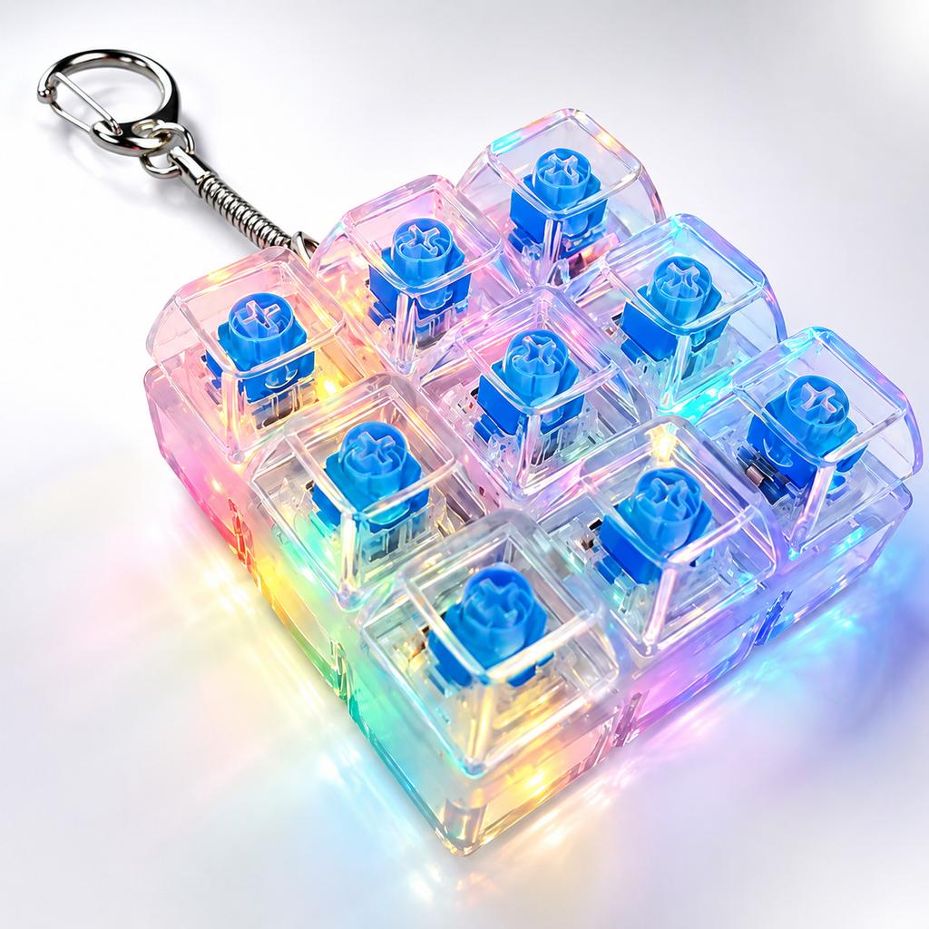 Xiaomi LED Toetsenbord Sleutelhanger Fidget Speelgoed Kristallen Klikker Sensorisch Speelgoed voor Stressverlichting Toetsenbord Sleutelhanger Fidget Gadget voor Volwassenen Kinderen