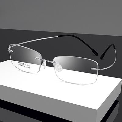 Ultralight Frameless Eyeglasses Titanium Alloy TR90 Glasses Frame Men Super Stretch Metal Temple Eyeglasses Frame