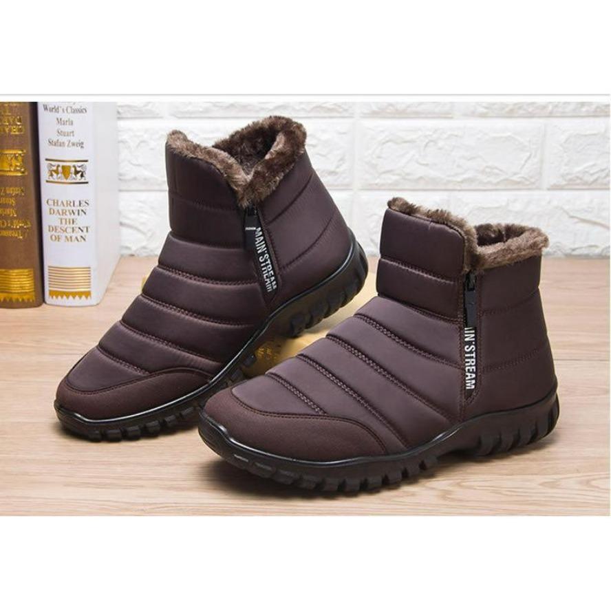 Herren Winter Schneestiefel mit hohem Bund, rutschfest, wasserdicht, mit Reißverschluss für ältere Menschen
