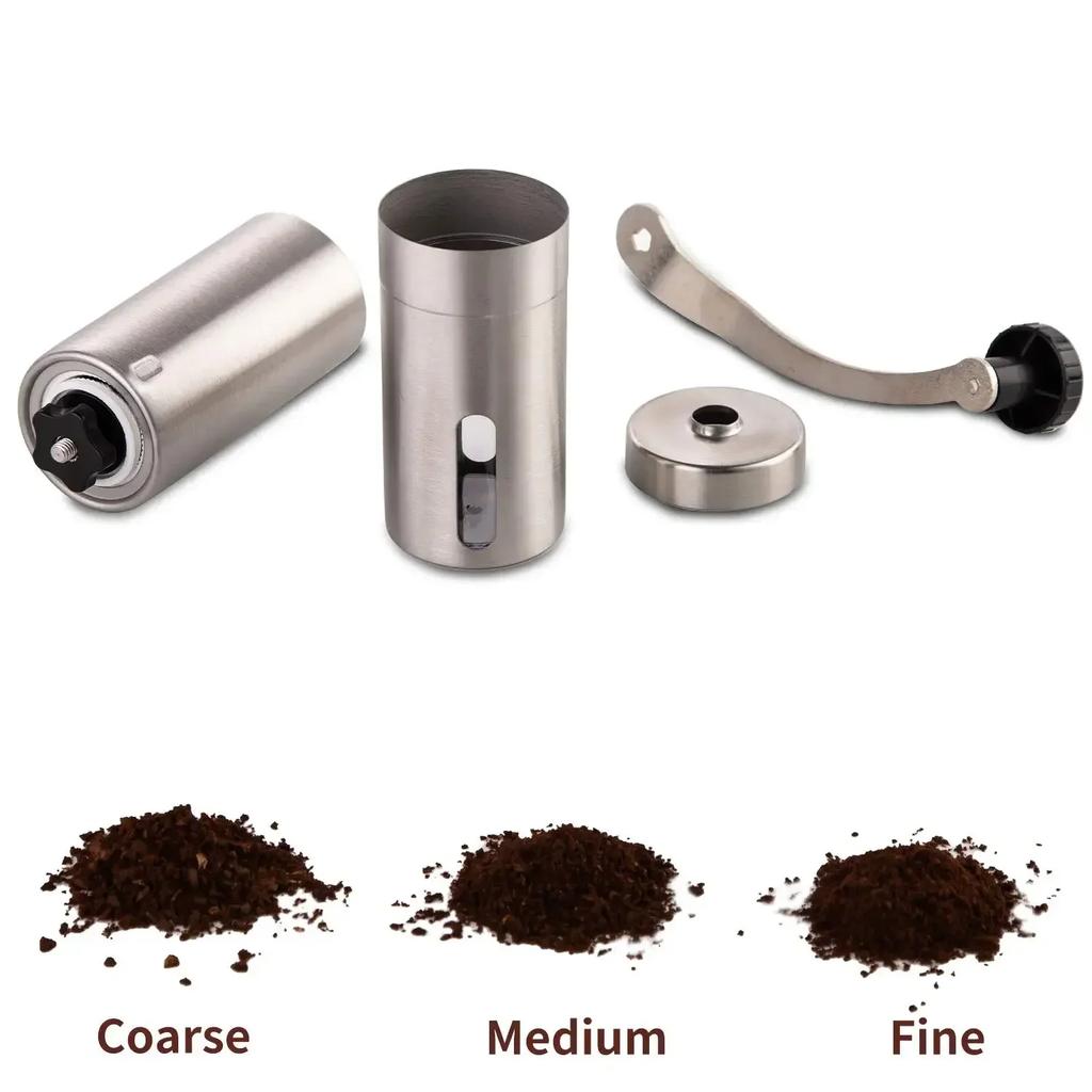 Portable Manual Coffee Grinder Burr Mill Adjustable Hand Crank Coffee Bean Grinder for Espresso French Press, Camping & Home Use