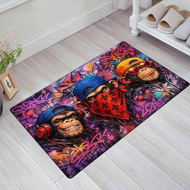 Monkey Street Graffiti Carpet Rug for Living Room Bedroom Home Sofa Decoration,Kids play Non-slip Floor Mat