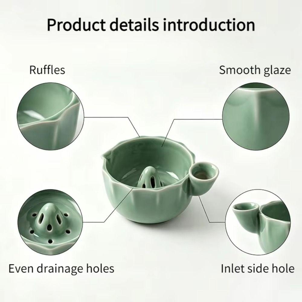 Side Pouring Spout Ceramic Berry Washing Bowl Drain Holes Design Self Spinning Strainer Ceramic Fruit Colander