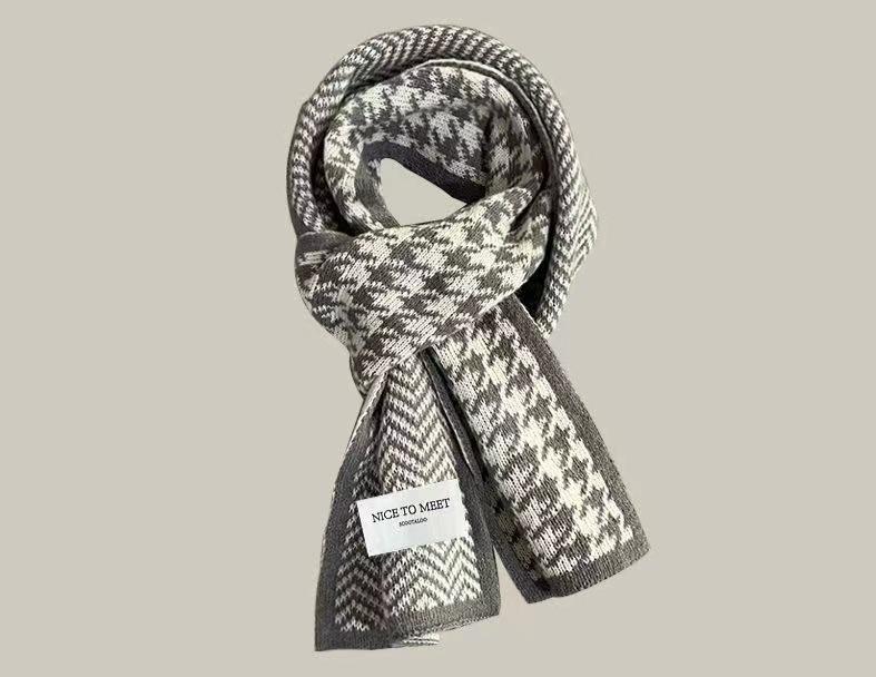 

Qiandongge шарф женский осенне-зимний новый универсальный студенческий парный вязаный теплый шарф 150-20CM серый