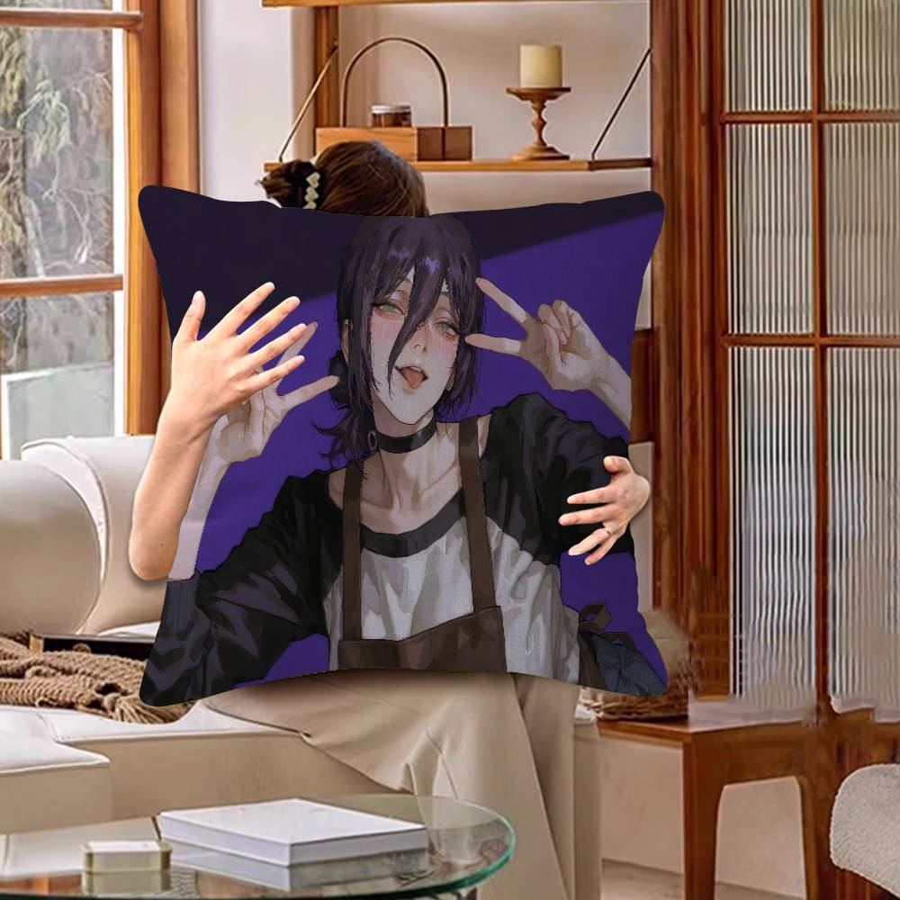 Chainsaw Man The Movie Reze Arc Pillow Covers Cartoon Sofa Decorative Home Double-sided Printing Short Plush Cute Cushion Cover