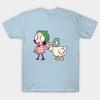 Men Black Print T-shirt Sarah And Duck Holding Hands / Children Cartoon No-Cut Transfer Paper Print Cotton Tshirt