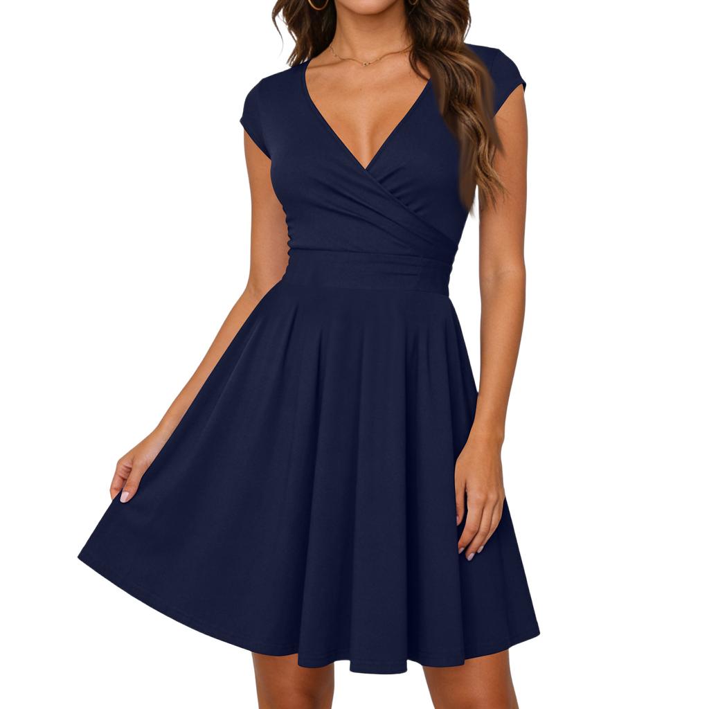 Women's Dress Casual Flowy Dresses V-neck Vocation Boho Beach Sundress