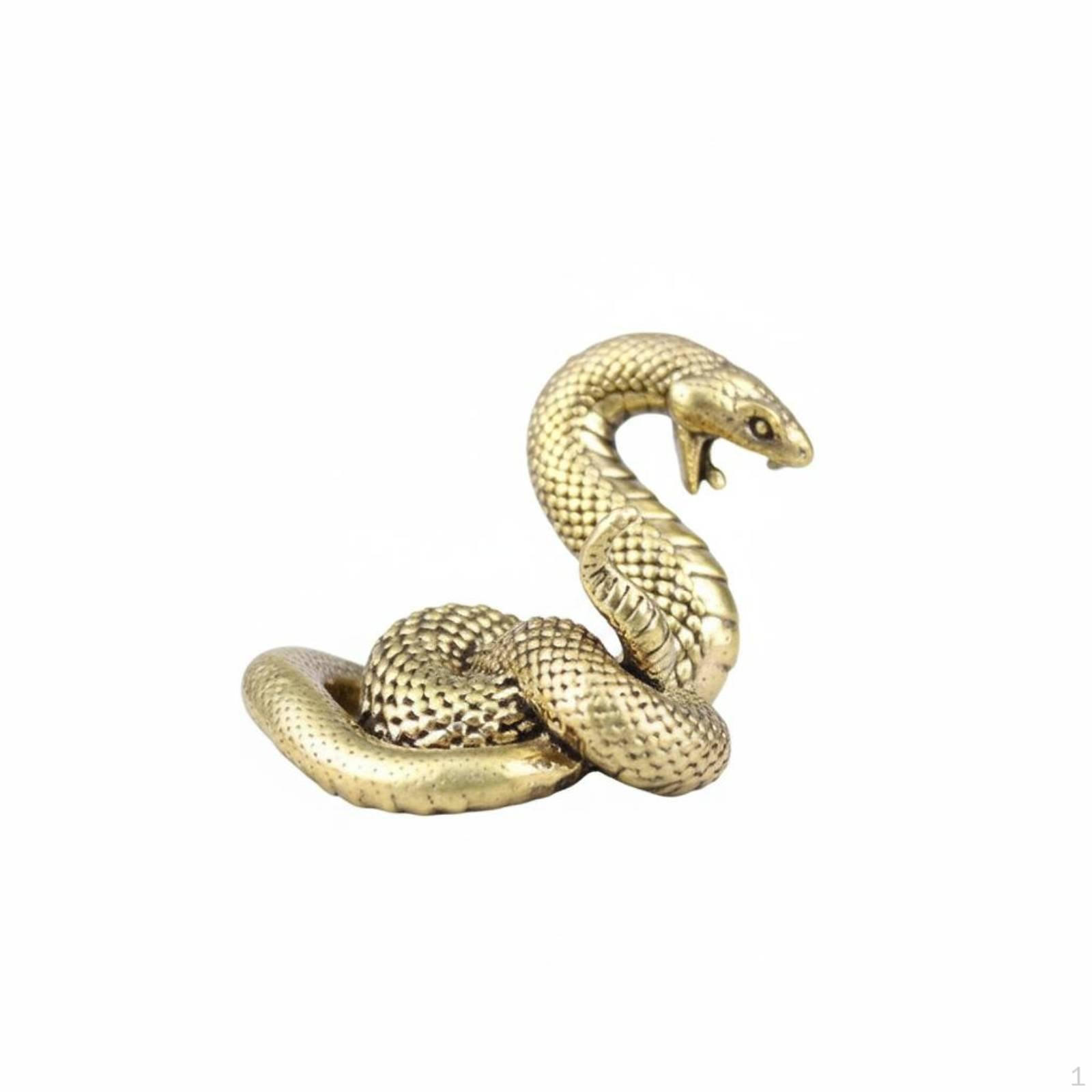 Brass Snake Statue Feng Shui Decor Figurine Intricate Details Miniature Animal Python