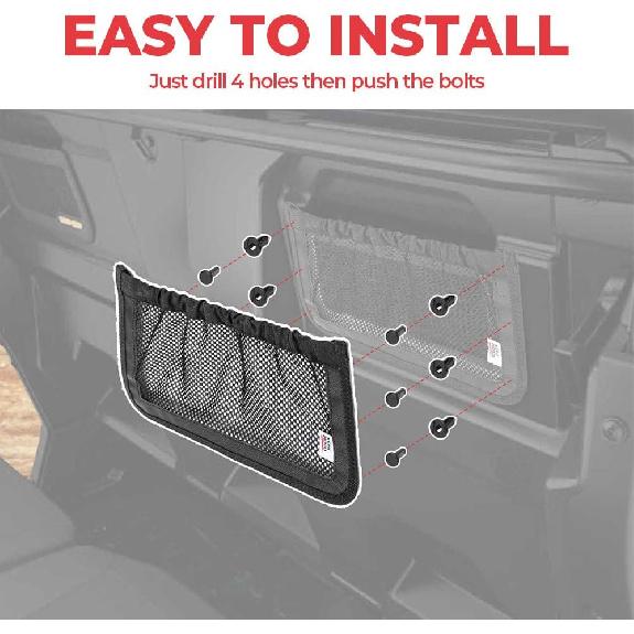 KEMIMOTO UTV Rear Backrest Storage Nets Compatible With Can Am Defender Max Replacement New OEM #715003019 Black (Sold In Pairs)