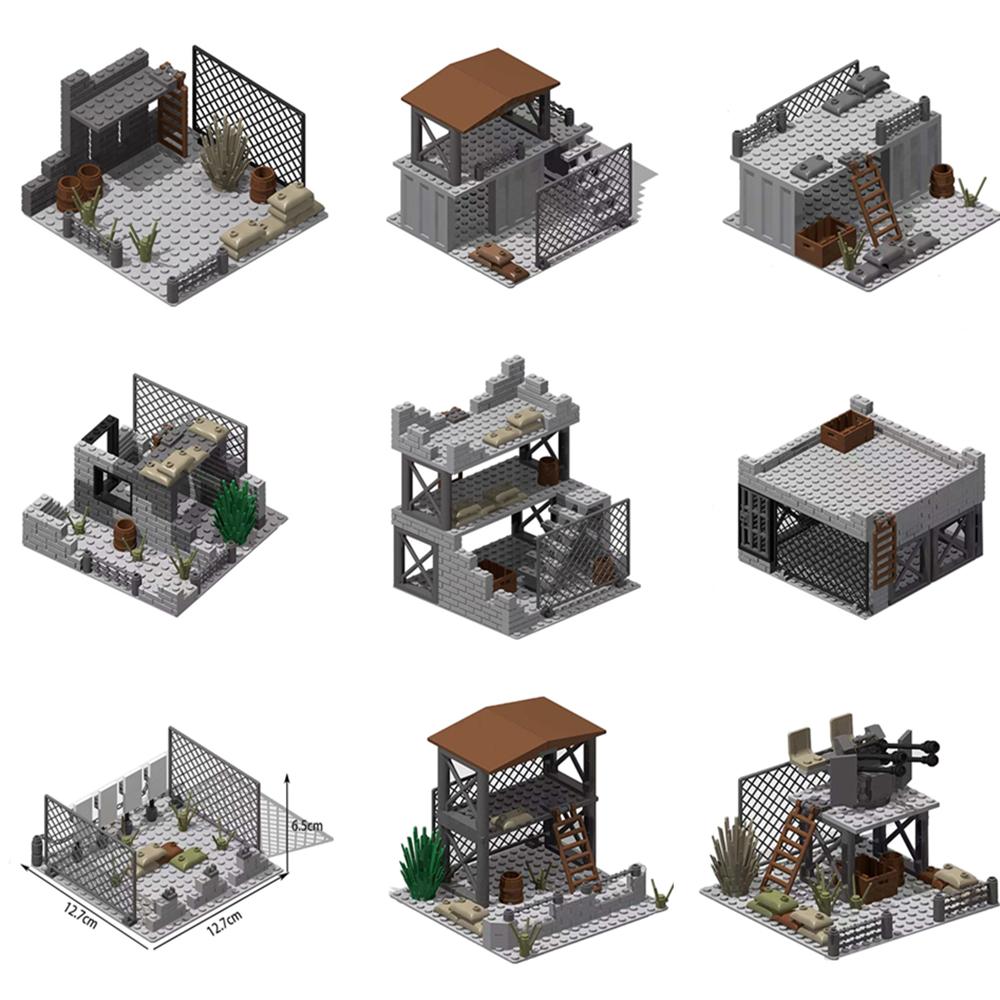 Bai Fen Bai Dolls And Toys Unisex Kids Military Army Soldiers World War Military Base Watchtower Sentry Model Assemble Building Blocks Bricks Children's Diy Toys