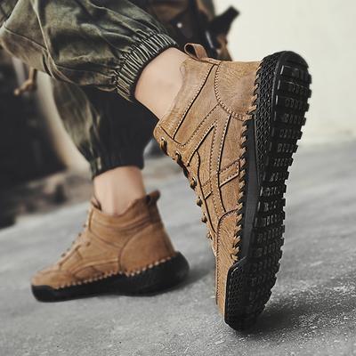 Hoge Kwaliteit Buiten Mannen Casual Leren Schoenen Antislip Wandelsneakers Vetersluiting Platte Designer Schoenen Comfortabele Rijschoenen